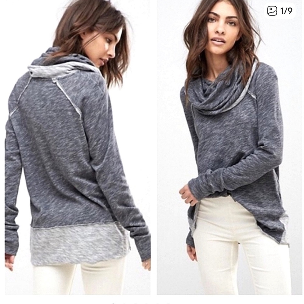 Free People Charcoal Cowlneck Sweater